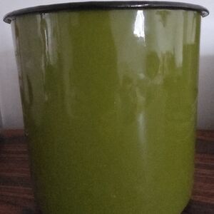 Olive Green Giant Storage/ Enamel on Steel Utensil Holder/storage/extra Large.